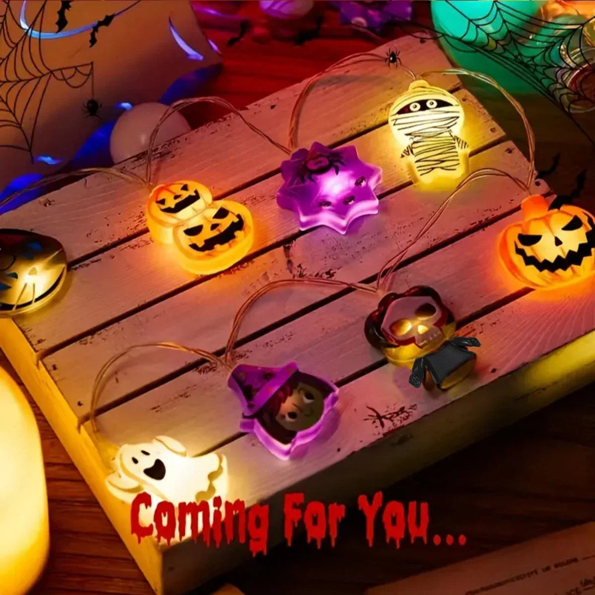 1.5M/3M Halloween Party LED String Lights Pumpkin Ghost Spider Web Hanging Lamp for Home Indoor Outdoor Decoration Props 2024