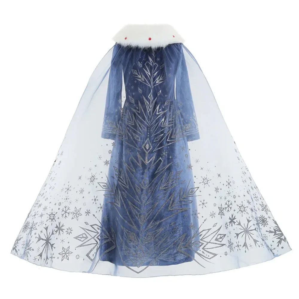 Déguisement pour fille, robe à manches longues, tenue de cosplay, princesse des neiges, tenue d'Halloween, de fête d'anniversaire