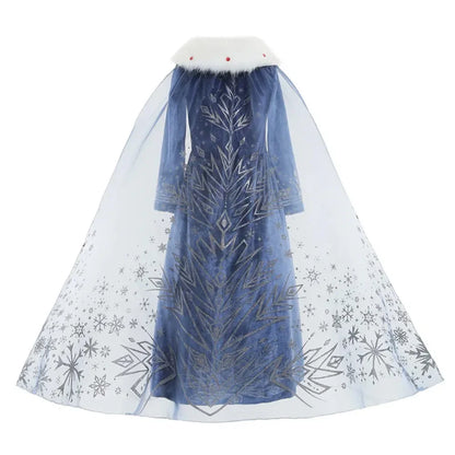 Déguisement pour fille, robe à manches longues, tenue de cosplay, princesse des neiges, tenue d'Halloween, de fête d'anniversaire