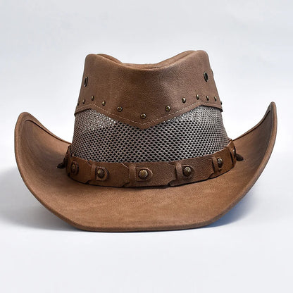 100% Leather Western Cowboy Hat For Men Wide Brim Gentleman Church Jazz Cap Cowgirl Hats Sombrero Hombre