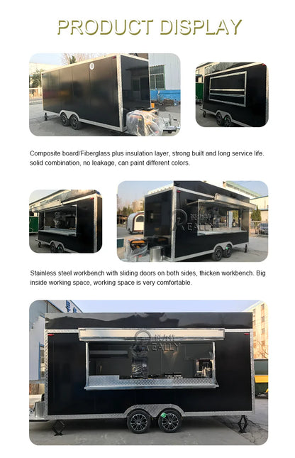 Commerical Food Truck Stainless Steel Snack Cart Hot Dog Coffee Kiosk Mobile Kitchen Concession Food Truck Trailer For Sale