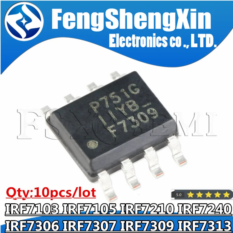10 pièces F7103 IRF7103 IRF7105 F7105 IRF7210 F7210 IRF7240 F7240 IRF7306 F7306 IRF7307 F7307 IRF7309 F7309 IRF7313 F7313 SOP8 IC