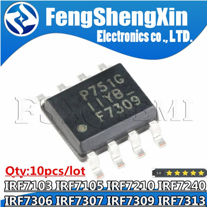 10 pièces F7103 IRF7103 IRF7105 F7105 IRF7210 F7210 IRF7240 F7240 IRF7306 F7306 IRF7307 F7307 IRF7309 F7309 IRF7313 F7313 SOP8 IC