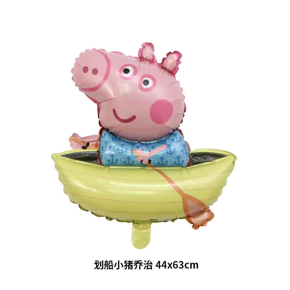 Cartoon Peppa Pig Foil Balloon Set Boating Diving Green Hat Peppa Pig Child Birthday Party Decoration Kid Toy Christmas Gift