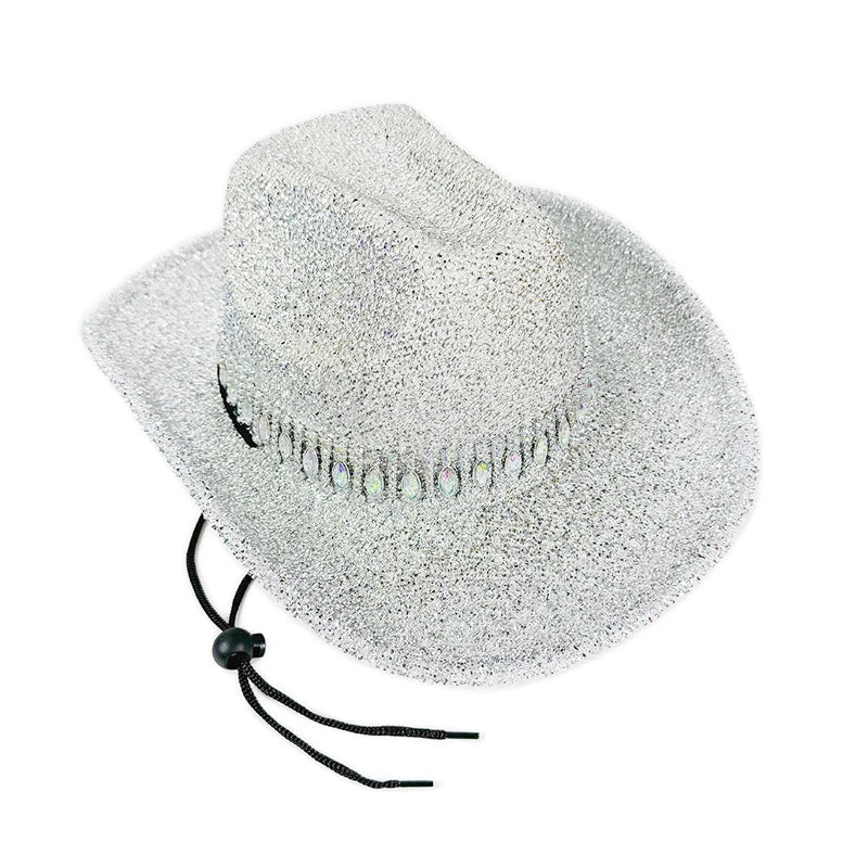 Women's Cowgirl Hat Stylish Rhinestone Design Sun Hat Wide Brim Western Cap for Party& Daily Life