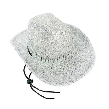 Women's Cowgirl Hat Stylish Rhinestone Design Sun Hat Wide Brim Western Cap for Party& Daily Life