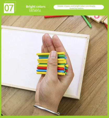 Children's math teaching aids, counting sticks, arithmetic learning box, wooden educational toys, Montessori education
