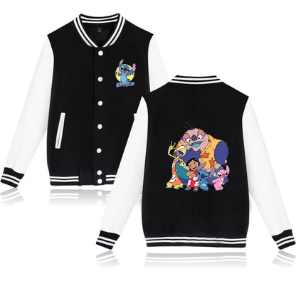 Veste de baseball Lilo Stitchou pour hommes et femmes, style hip-hop, Harajuku, streetwear, pour enfants, garçons et filles, manteaux amples pour l'université