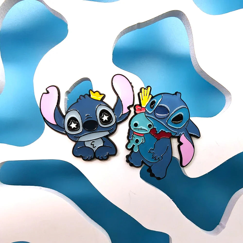 Broches en émail motif dessin animé Stitchou, épingles à revers pour sac à dos, accessoires décoratifs, bijoux, cadeaux