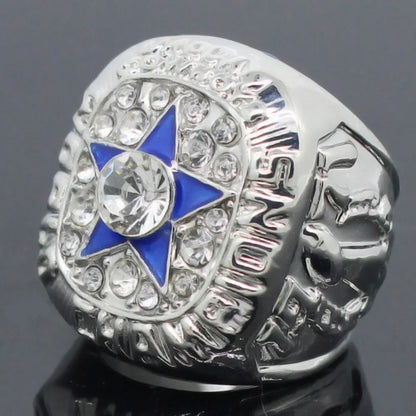 Bague de luxe Dallas Cowboy pour hommes et femmes, style punk, métal, cristal, étoile à cinq branches