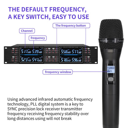 KATELEIYU UHF High end karaoke stage performance, wedding family KTV, party professional 8-channel wireless microphone system