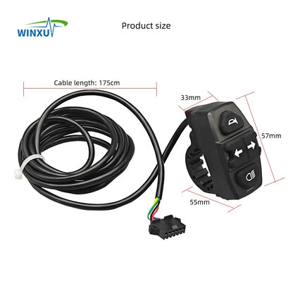 Feu arrière de phare de vélo électrique 36V 48V 60V, clignotant gauche droit, feu stop bas, interrupteur intégré, Kit universel pour vélo électrique