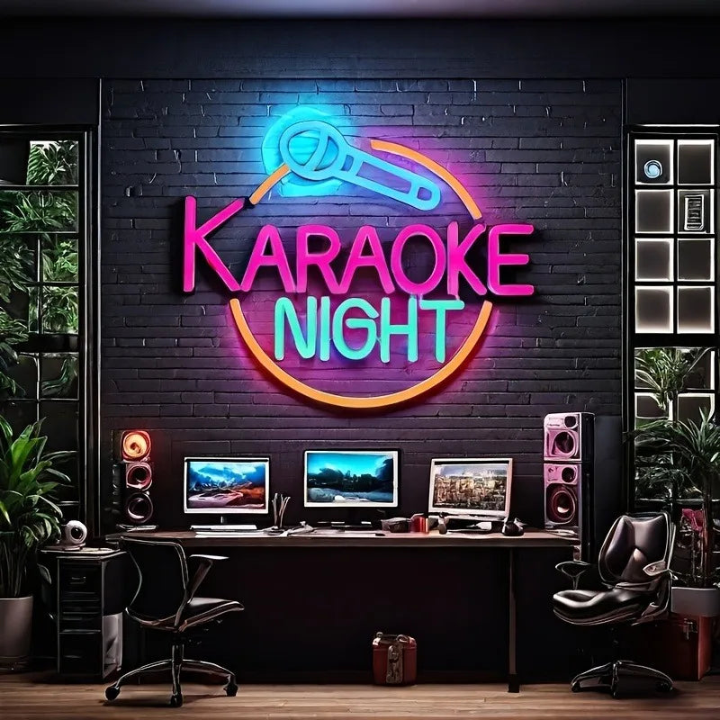 Karaoke Night Neon Sign Lighted Wall Decoration USB Powered Suitable for Game Room Party Birthday Gift Bar KTV Decoration