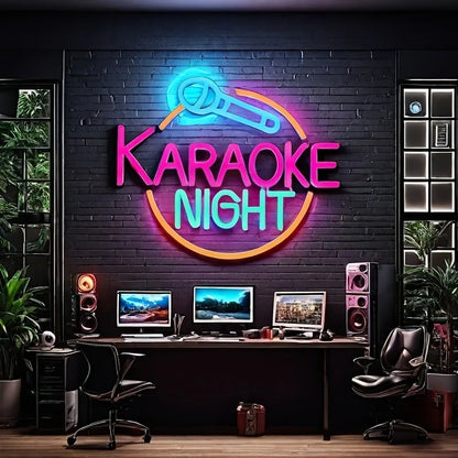 Karaoke Night Neon Sign Lighted Wall Decoration USB Powered Suitable for Game Room Party Birthday Gift Bar KTV Decoration