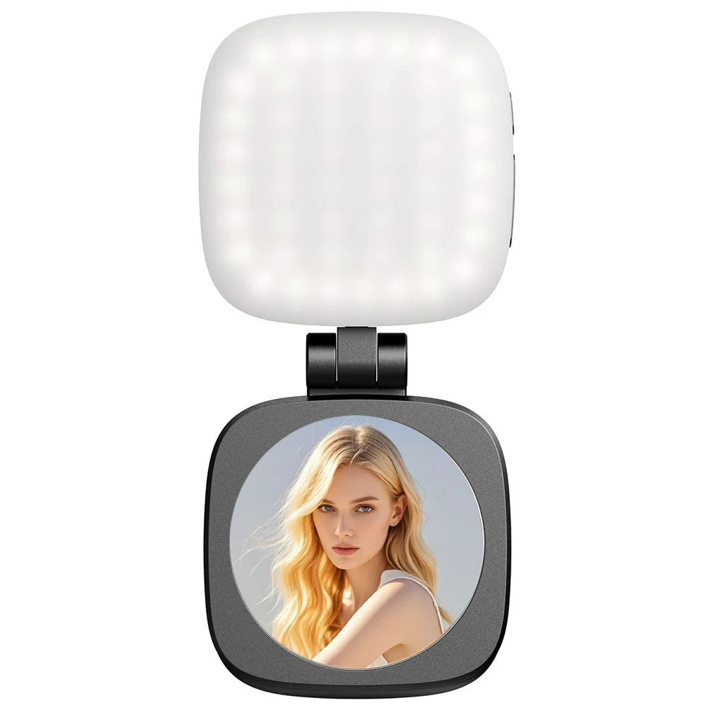 Magnetic Phone Selfie Light Mobile Phone Fill Light with Mirror Folding LED Phone Fill Light Rechargeable for Makeup Photography