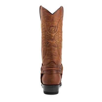 Bottes de cowboy western noires et marron en similicuir pour homme, chaussures d'hiver rétro brodées, mi-mollet, taille 48, nouvelle collection 2023