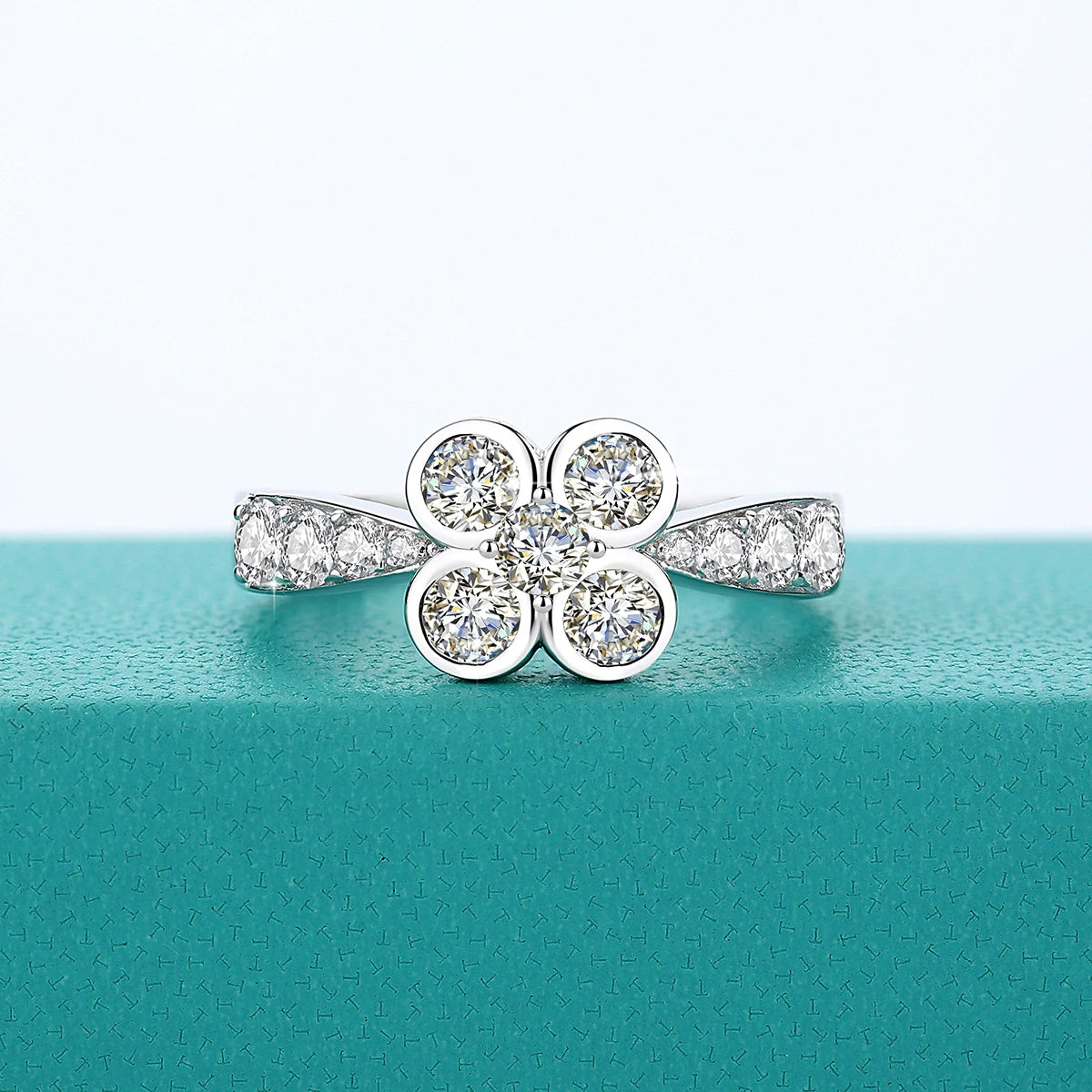 0.9CT Moissanite Ring for Women D VVS1 Round Diamond Double Halo Ring Engagement Christmas 925 Sterling Silver Wedding