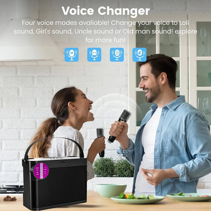 #LED Powerful Wireless Portable Dual Microphones Bluetooth 5.3 Speaker Hifi Stereo Family Party Karaoke Subwoofer Boombox gifts