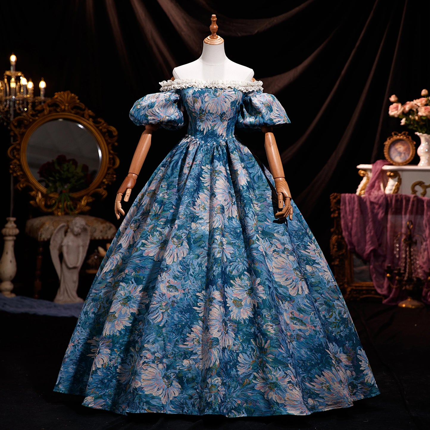 Robe de Bal Baroque - Robe Princesse Historique - Robe Versailles - Style Marie-Antoinette en satin géorgien pour adulte, robe de soirée victorienne pour femme