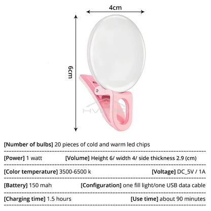 Anneau lumineux Led pour Selfie, Rechargeable par USB, lumières de remplissage, luminosité chaude et froide réglable, pour appareil Photo, vidéo, accessoires de Streaming en direct