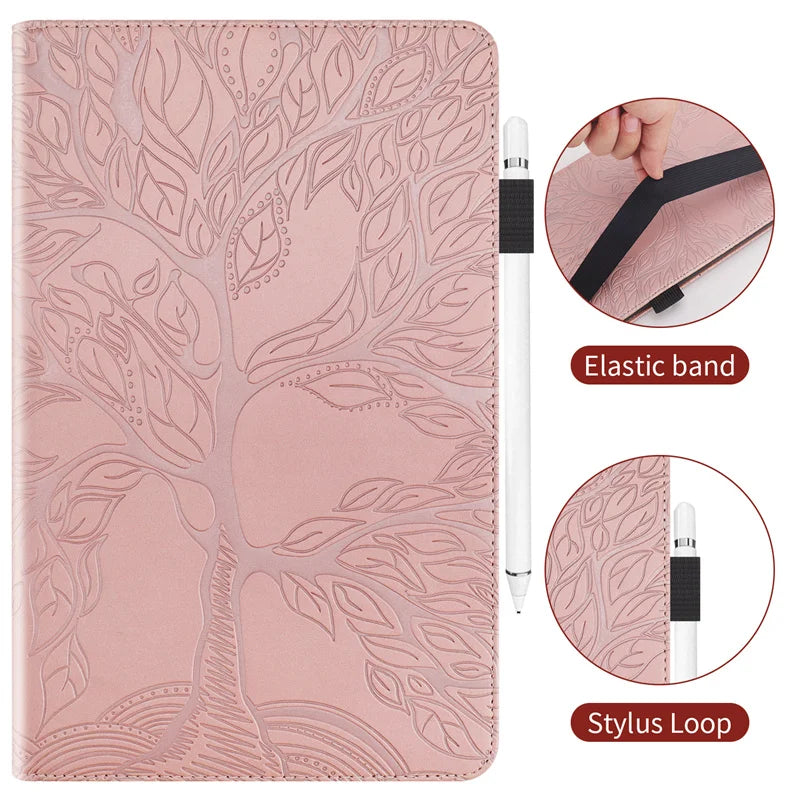 Coque for iPad Mini 7 Case 8.3" Embossed Tree PU Leather Flip Cover for Funda iPad Mini 2024 Mini 7th 6th Generation Case Cover