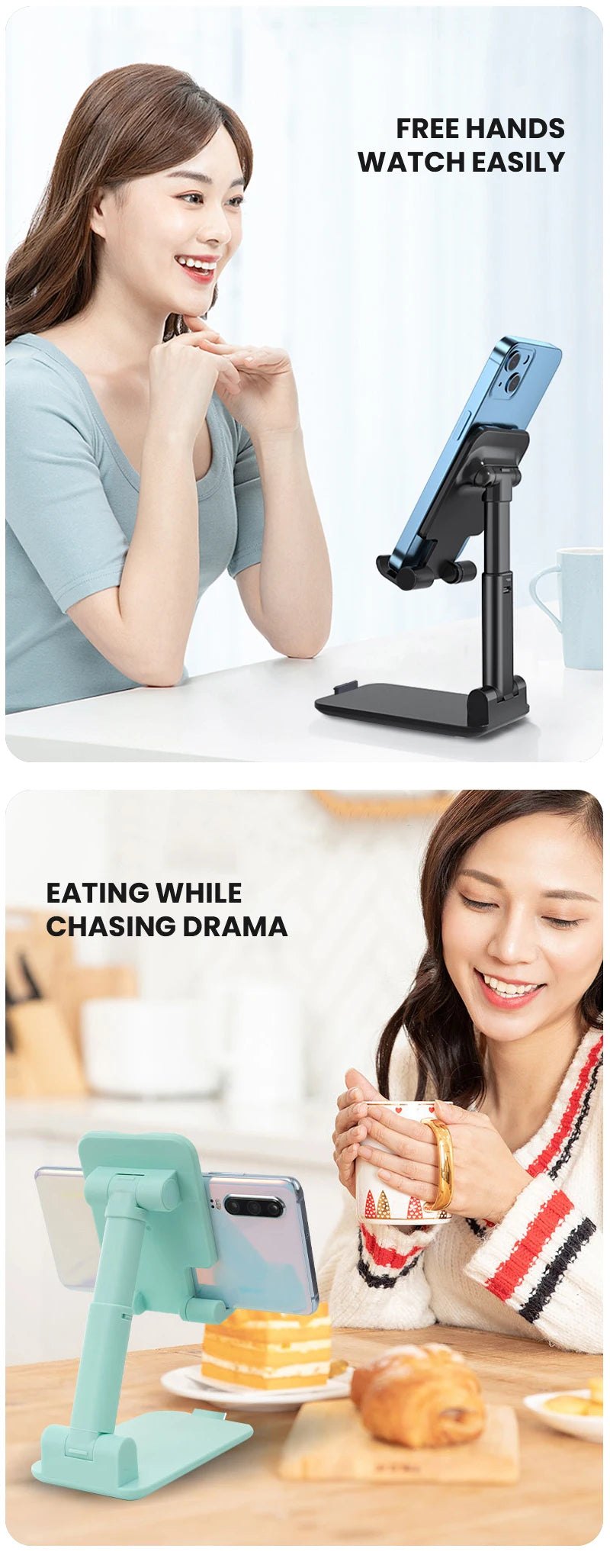 Desktop Phone Holder Stand Mobile Phone Support Adjustable Angle Height Cell Phone Stand Universal for All Smart Phones