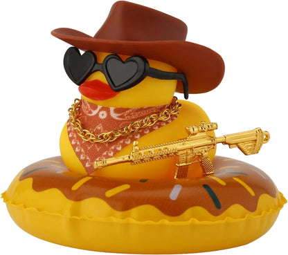 Cowboy Hat Rubber Ducks Toys Office Car Decoration Cute Summer Duck Duckling for Birthday Party Supplies Gifts for Friends Kids