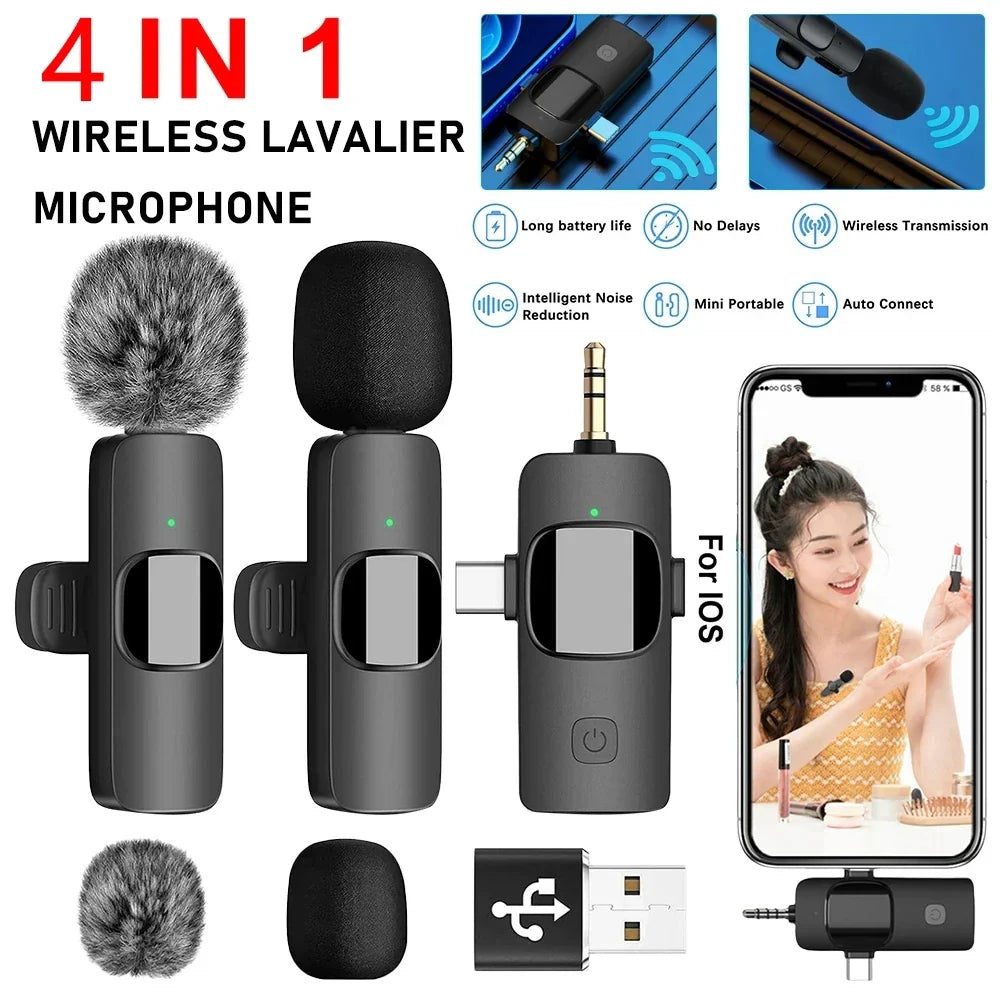 Lavalier Professional Dual Wireless Lapel Microphone Mic For iPhone Android Phone Mobile Cell PC Tie Buttonhole Micro Microphon