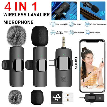 Lavalier Professional Dual Wireless Lapel Microphone Mic For iPhone Android Phone Mobile Cell PC Tie Buttonhole Micro Microphon