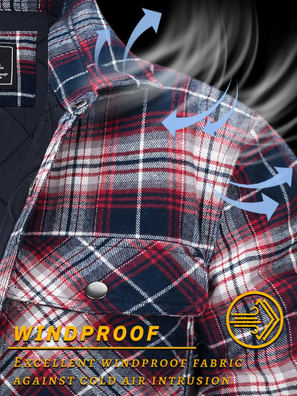 TACVASEN Veste d'hiver en coton à carreaux pour homme, manches longues, matelassée, doublée, en flanelle, multi-poches, vêtements d'extérieur, manteaux de randonnée