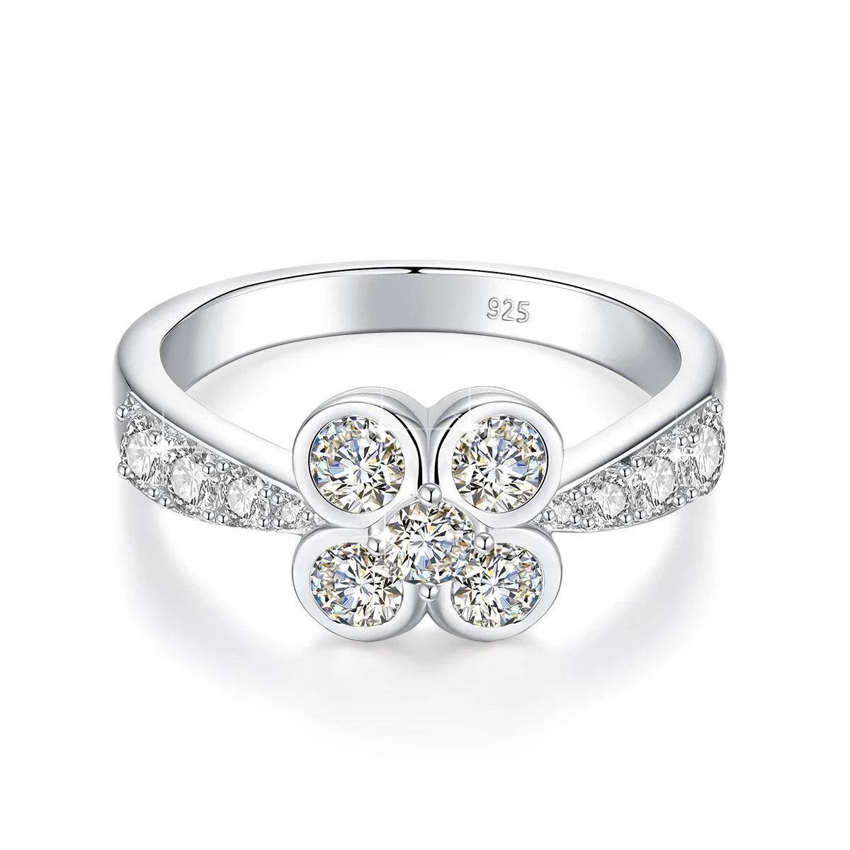 0.9CT Moissanite Ring for Women D VVS1 Round Diamond Double Halo Ring Engagement Christmas 925 Sterling Silver Wedding