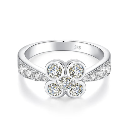 0.9CT Moissanite Ring for Women D VVS1 Round Diamond Double Halo Ring Engagement Christmas 925 Sterling Silver Wedding