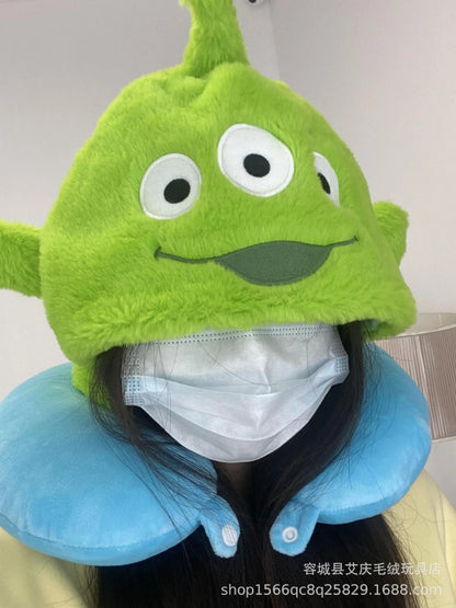 Cartoon plush Stitch Ling Nabelle U-shaped pillow with hooded neck pillow travel car plane office nap artifact girl gifts