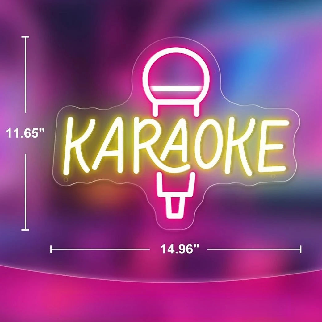 Karaoke Night Neon Sign LED Dimmable Neon Light for Live on Air Music Room Bar Open Music Studio Game Room Party Wall Decor Gift