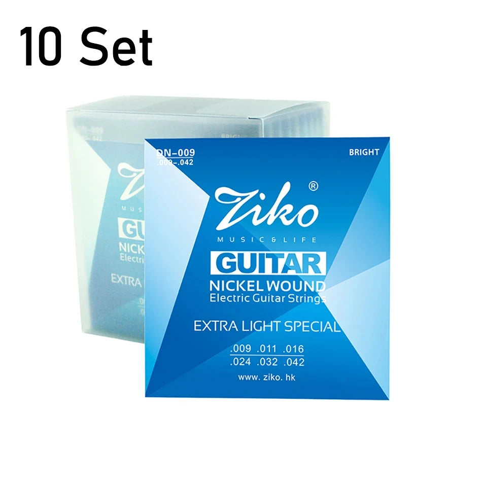 10 jeux de cordes de guitare électrique série Ziko DN, noyau Hexagonal, enroulement en alliage nickelé 009-042/010-046, vente en gros