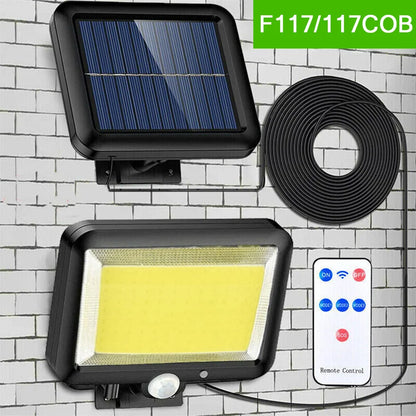 117 COB lampe murale solaire capteur de mouvement Led lumières solaires 3 Modes avec télécommande lampe extérieure étanche pour jardin cour décor