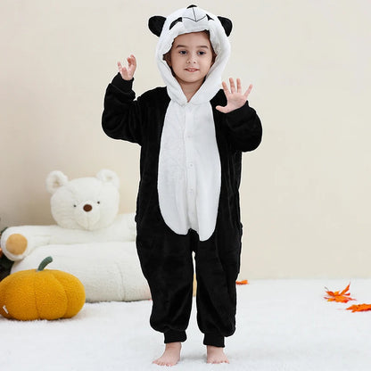 Pyjama en flanelle de carnaval pour enfants, combinaison, combinaison, dessin animé, vêtements d'hiver, Halloween, pour garçons et filles, famille