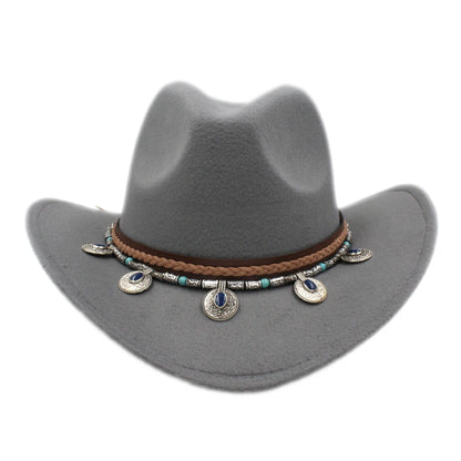 Men's Women's Western Equestrian Cowboy Hat Cattleman Riding Cowgirl Cap Wide Brim Felt Fedora Jazz Church Caps Шляпа Chapeau