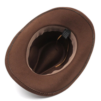 Men's Women's Western Equestrian Cowboy Hat Cattleman Riding Cowgirl Cap Wide Brim Felt Fedora Jazz Church Caps Шляпа Chapeau