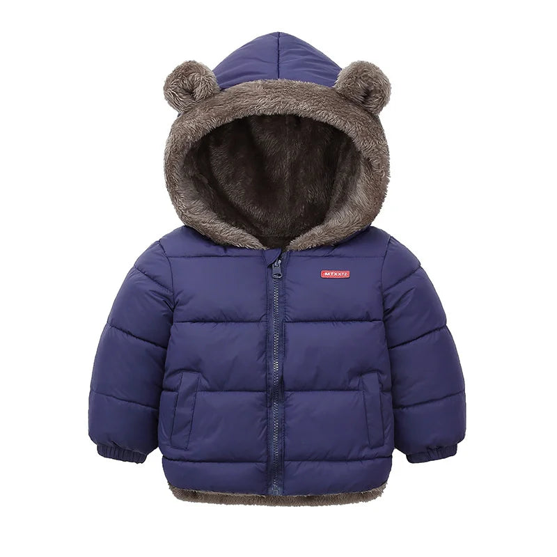 -30℃ Winter Lamb Wool Jackets Baby Girls Plus Velvet Thick Coats Children Hooded Cold Weather Outwear Boys Cotton Clothes 1-6Y