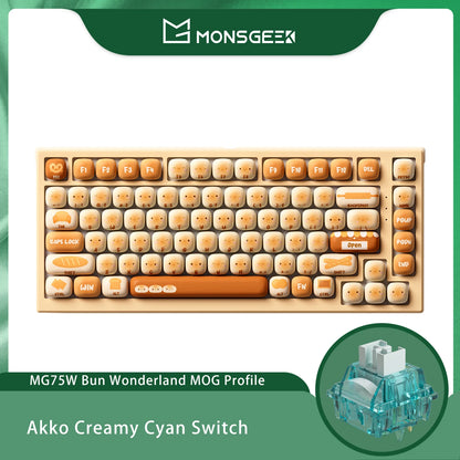 Akko MonsGeek MG75W Bun Wonderland Mechanical Keyboard 75% 83 Keys Hot Swap USB Type-C/2.4G Wireless Dual-mode Gaming Keyboard