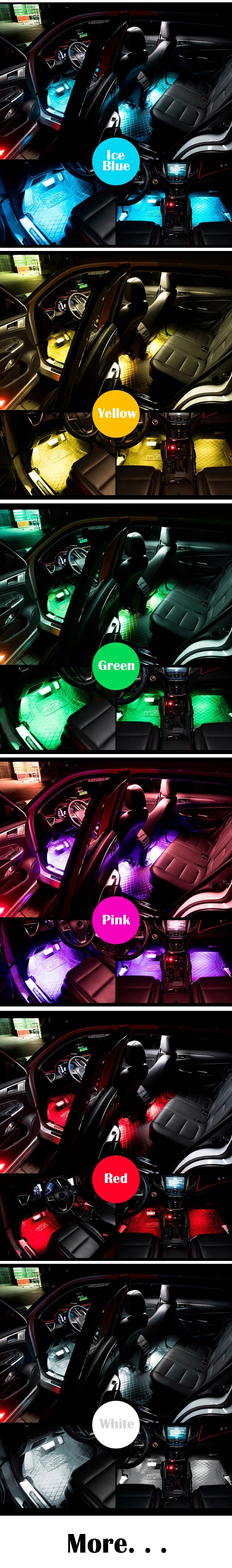 LED Car Music Light Strip 48LEDs USB Smart Bluetooth APP Control Waterproof Multi-color RGB Car Interior Atmosphere Light Strip