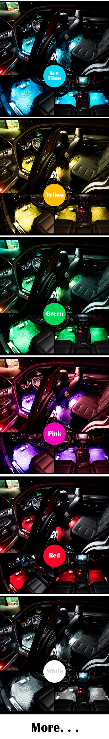 LED Car Music Light Strip 48LEDs USB Smart Bluetooth APP Control Waterproof Multi-color RGB Car Interior Atmosphere Light Strip