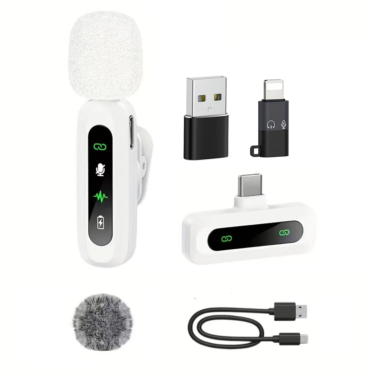 Microphone Lavalier sans fil pour iPhone Android PC enregistrement Audio vidéo suppression du bruit micros à clipser pour Tiktok en direct YouTube