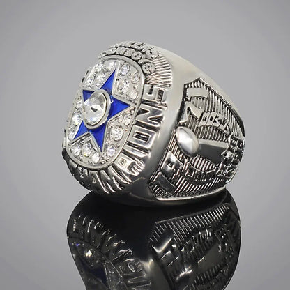 Bague de luxe Dallas Cowboy pour hommes et femmes, style punk, métal, cristal, étoile à cinq branches