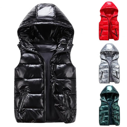 Gilet d'hiver chaud pour femme, poches de couleur vive, gilet rembourré en coton, couche intérieure matelassée, gilet de couleur vive pour femme, streetwear