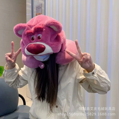 Cartoon plush Stitch Ling Nabelle U-shaped pillow with hooded neck pillow travel car plane office nap artifact girl gifts