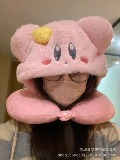 Cartoon plush Stitch Ling Nabelle U-shaped pillow with hooded neck pillow travel car plane office nap artifact girl gifts