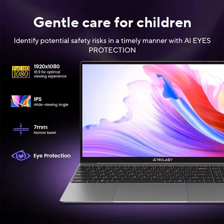 TECLAST F16Pro Laptop 15.6 inch, 16GB RAM 512GB SSD Computers, for Intel N95 CPU, IPS FHD 1080P Screen, WiFi 6, BT 5.0, USB3.2, Backlit Keyboard, 38000mWh