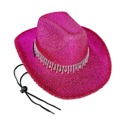 Women's Cowgirl Hat Stylish Rhinestone Design Sun Hat Wide Brim Western Cap for Party& Daily Life